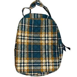 Vera Bradley Lunch Bunch Bag Insulated Cotton Orchard Plaid Yellow Teal Brown